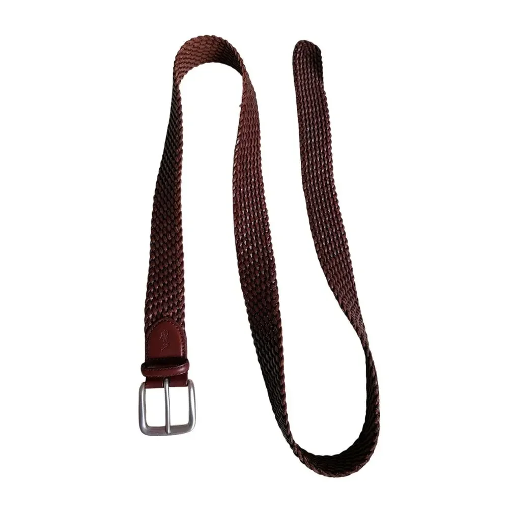 Polo Ralph Lauren Mens Size 50 Brown Braided Woven Leather Belt Big Tall